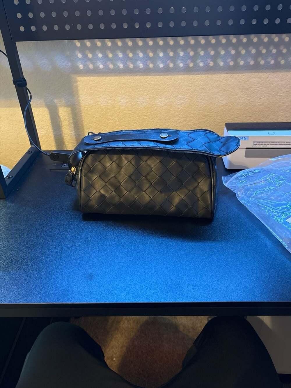 Black Leather Convertible Vanity Case Black